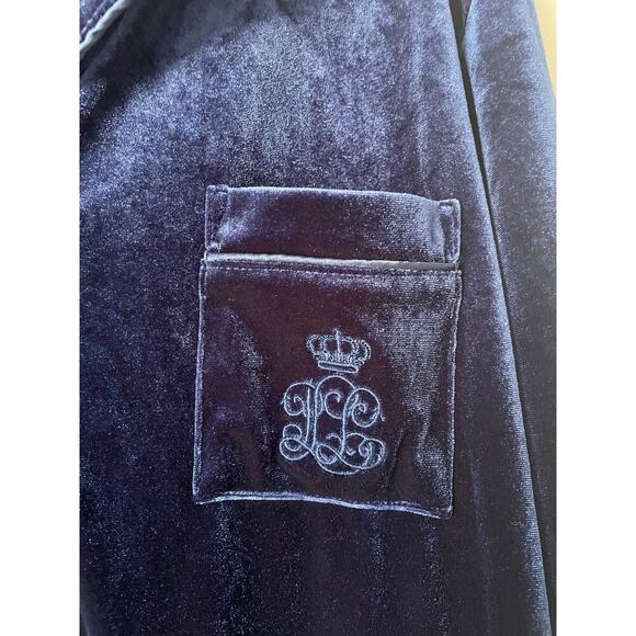 Ralph Lauren 2 Piece Velvet Button Up Pajama Set Crest Old Money Cozy Preppy XL - Picture 5 of 11